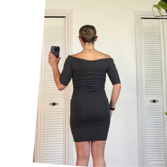 Zara Trafaluc Off Shoulder Crossover Grey Bodycon dress, size small - Picture 4 of 9